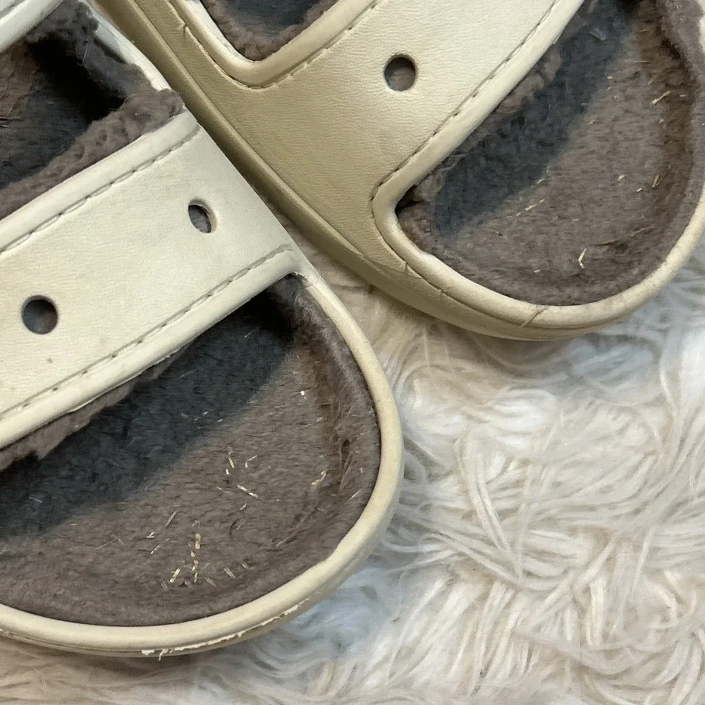 Crocs Classic Cozzzy Slide Sandal Unisex Bone Men's 9 Women's 11 Lined Slip‎ On